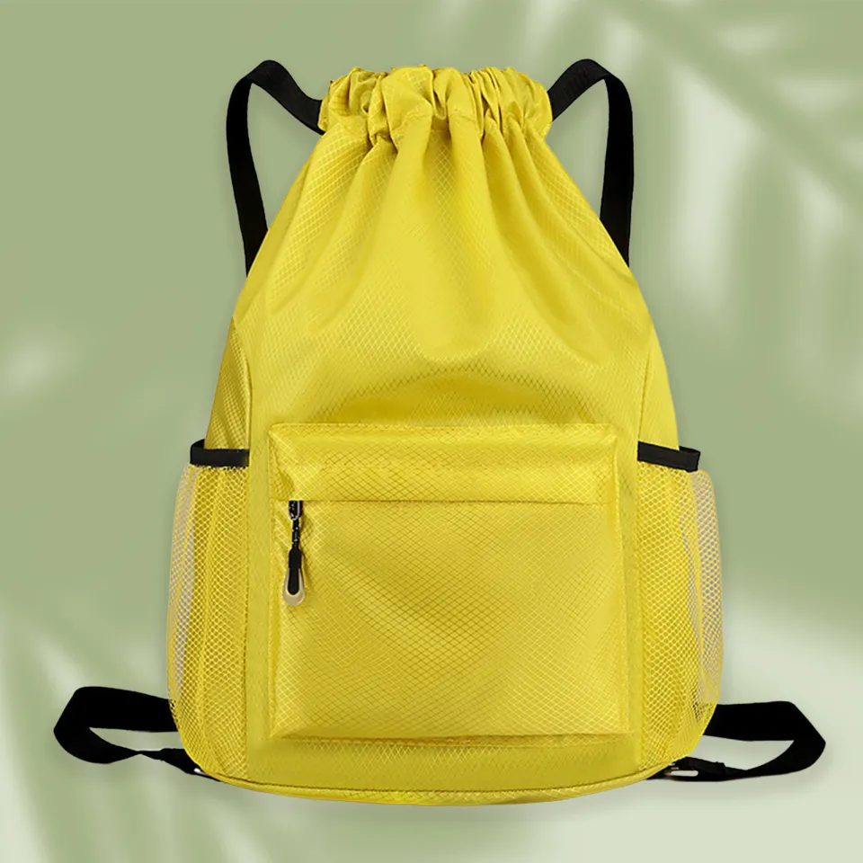 Drawstring Backpack Bag, Waterproof Draw String Back Sack With Zip