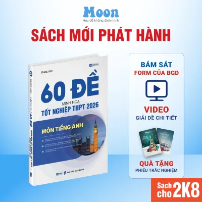 Bộ đề minh họa môn Tiếng Anh cô Trang Anh Luyện đề tốt nghiệp THPT 2026 Moonbook