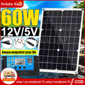 (dalam stok dikirim dari jakarta) Solar Panel / Solar Cell / Panel Surya 60wp Monocrystalline SOLAR PANEL SURYA PEMBANGKIT LISTRIK TENAGA SURYA（Dengan pengontrol surya 10A）