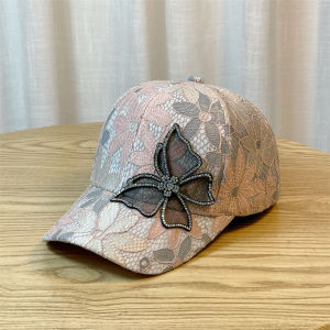 Lace Thin Hat for Women  Breathable and SunProof Baseball Cap with Diamond Butterfly