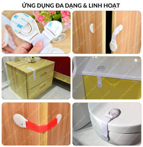 Đai Khoá Tủ Lạnh Dạng Gài Móc Khoá Tủ Trẻ Em Dán 3M Chịu Lực Tiện Lợi