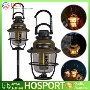 【HCS】 LED Outdoor Vintage Camping Light Stepless Dimming Emergency Tent Light Type-C Rechargeable 30h Max Runtime for Outdoor Garden Street Path Lawn