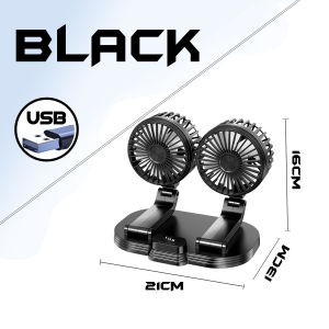 AOZI Car Fan USB/12V/24V 360 Degree All-Round Adjustable Car Auto Air Cooling Double Head Fan Low Noise Dual Gear Suitable For In Car Office and Bedroom