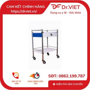 Xe đẩy dụng cụ y tế 2 tầng có hộc- Tối Ưu Hóa Lưu Trữ và Di Chuyển Dụng Cụ Y Tế với Xe Đẩy 2 Tầng