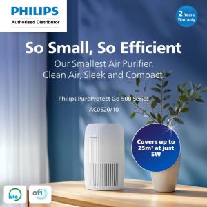 Philips Air Purifier 500 series PureProtect Go | HEPA & Active Carbon Filter| 99.97% Particle Removal + Aroma - AC0520/10