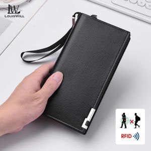 LouisWill Mens Wallet RFID Wallet Simple Long Wallet Soft PU Business Wallet Multi-Card Position Wallets Travel Purses Coin Pouch ID Credit Cards Holders