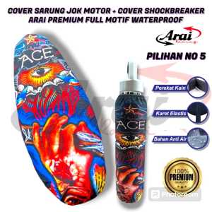 PAKET COVER SARUNG JOK MOTOR ARAI FULL PRINT WATERPROOF ANTI CAKARAN KUCING PLUS COVER SARUNG SHOCKBREAKER BELAKANG ARAI UNIVERSAL BEAT MIO SCOOPY SPACY MIO SOUL RX KING SUPRA X KHARISMA GL PRO VARIO KARBU DLL