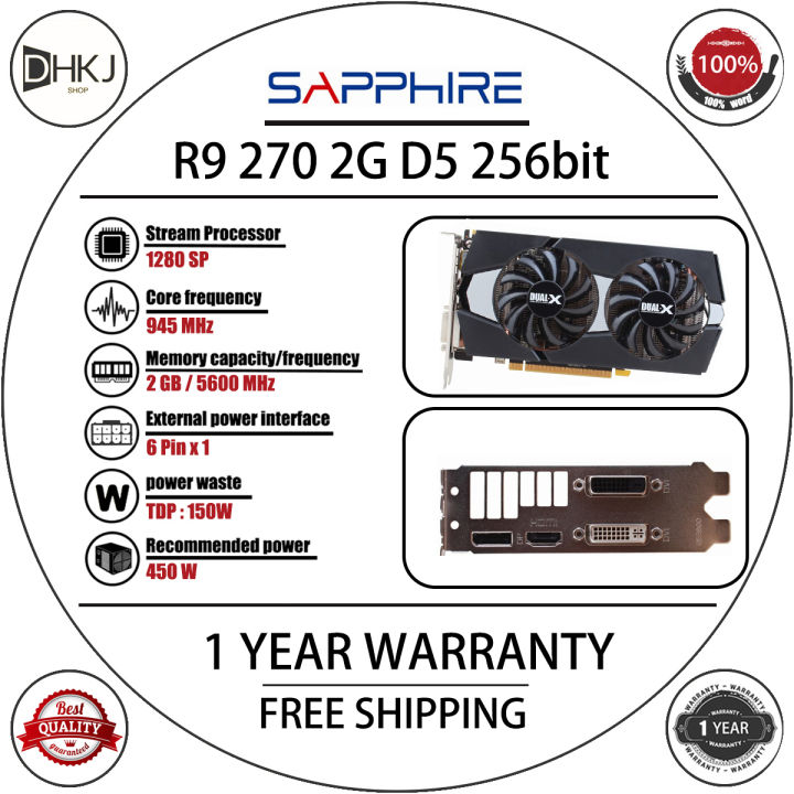 Sapphire R9 270 2GB GDDR5 OC 256bit Video Cards AMD Radeon R9 270