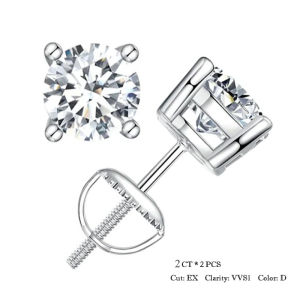 Bamoer 0.5-1ct Moissanite Screw Back Earrings for Women D Color VVS1 Clarity Lab Created Diamond Earring White Gold Earrings2026