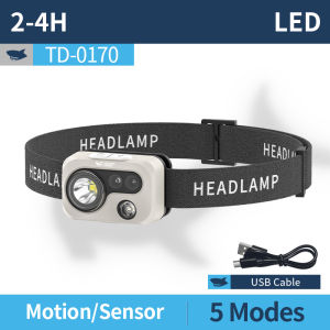Nụ Cười Cá Mập Td0170 Đèn Pha Led 5 Chế Độ Cảm Ứng Siêu Sáng Đèn làm việc Loại C Có Thể Sạc Lại Đèn pha Ánh Sáng Màu Đỏ đèn cảnh báo cắm trại ngoài trời không thấm nước Câu Cá