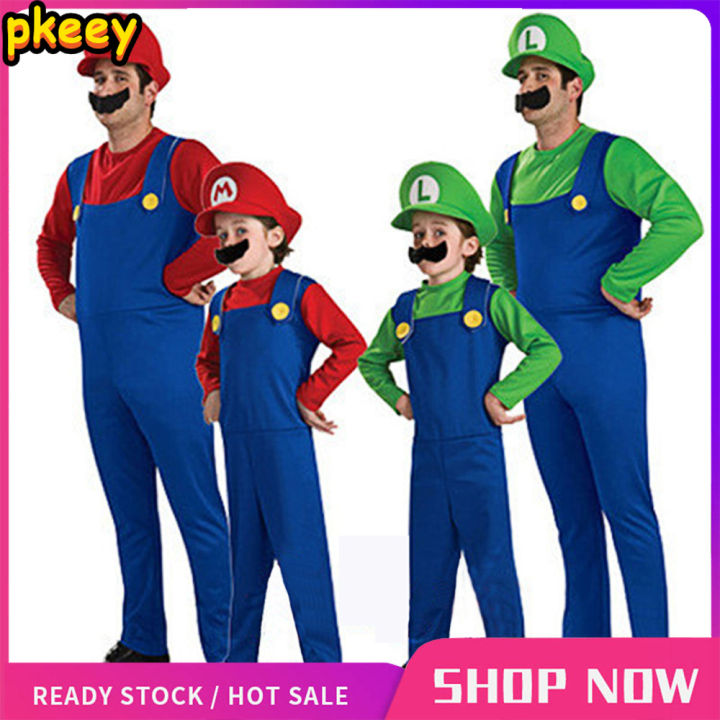 Kids Halloween Costumes Super Mario Luigi Brother Clothes Children