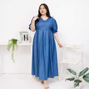BJFasionWanita / Dress Polos Chiomi Lengan Pendek Jumbo Bigsize Maxi Premium Karet Strech Tunik