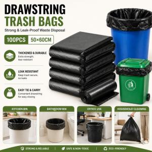 100PCS Trash Bag Garbage Bag High Quality Large Size For Hotel and Restaurant Use