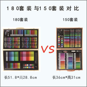 180 กล่องไม้ใหม่ชุดภาพวาดชุดปากกาสีน้ำนักเรียนเด็กภาพวาดศิลปะเครื่องเขียนกล่องของขวัญ