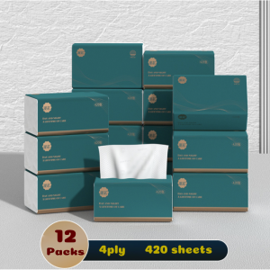 ManHua Facial Tissues 4ply Thickened 420 Sheets Pure Wood Pulp Tissue Paper Napkins Travel Size Travel Office Daily Use 105 Pulls Tissue Paper