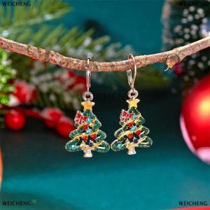 [COD] WEICHENG Christmas Tree Drop Earrings For Women Zircon Star Bell Earring Party Jewelry