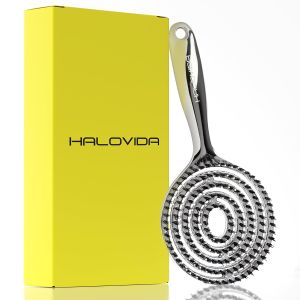 Bàn chải tóc HALOVIDA dành cho nữ với lông heo rừng hai lớp và nylon giúp gỡ rối có đệm khí đàn hồi chống tĩnh điện bàn chải massage da đầu giúp tóc suôn mượt không xơ rối (1 chiếc)