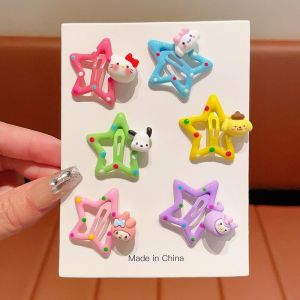 Sanrio Series Cartoon Hello Kitty Hairpin BB Clip Kuromi My Melody Cinnamoroll Sweet Girl Bangs Clip Hair Accessories