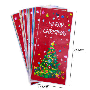 🎄🎅50Pcs Christmas Gifts Bag Plastic Candy Biscuit Bags Merry Christmas Decoration For Home Xmas Navidad Noel New Year Packing Bags