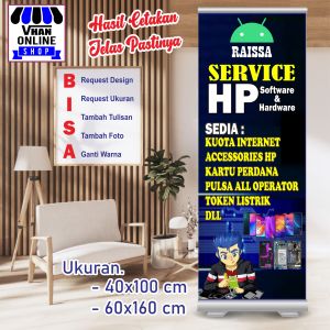 Custom Banner Spanduk MMT Berdiri Service HP Model Hitam