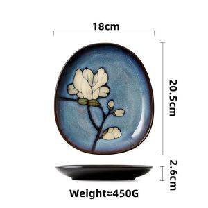 OMK Japanese Style Stoneware Oval Salad Plate Dessert Dish Dinner Plate Home Tableware Magnolia Series