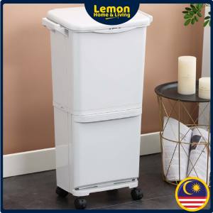 🍋 45L Large Capacity Garbage Household Kitchen With Lid Trash Can Dry And Wet Separation with Wheel Dustbin Trolley Tong Sampah Beroda