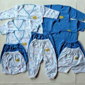 Paket Hemat 18 Pcs Baju Bayi Baru Lahir New Born Motif Beruang Biru 0 6 Bulan NN Baby