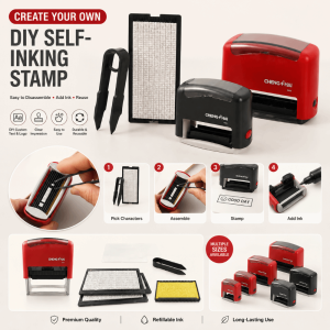 TANTUANG Red Black DIY Stamp Kit Automatic Ink Return Plastic Self Ink Stamp Set Assorted Press-type Monogram Printing Stamp For Business Use