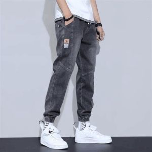 Spring Autumn Black Blue Workwear Jeans Mens Street Jeans Mens Loose Harem Jeans Trousers