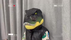 [SG Seller]3D Dinosaur Role Play  Movable Luminous Dinosaur Headgear  Luminous Sound Tyrannosaurus