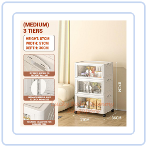 【Pure Care】 Installation Free Foldable Storage Cabinet with Wheels/ Movable Multi-Layer Rack