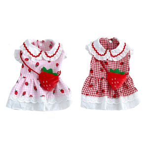 Easy Wear Strawberry Pet Dress Dog Photo Shoot Outfit Cats Princesses Dress for Everyday Use