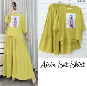 JD Set Airin Fashion Pakaian Wanita Setelan Atasan dan Rok Bahan Moscrepe 2 Pilihan Ukuran L & XXL
