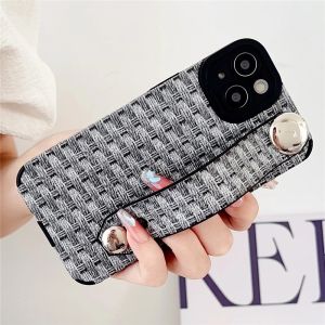 Zeallion Vỏ điện thoại họa tiết dệt da sang trọng cho [iPhone 15 Plus 11 12 13 14 Pro Max] Vỏ chống sốc khung mềm có giá đỡ có dây đeo cổ tay