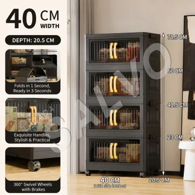 SALVO Foldable Wardrobe Cabinet with Drawer and Wheels - White Large Capacity Storage for Clothes Easy to Install Home Organizer Durabox