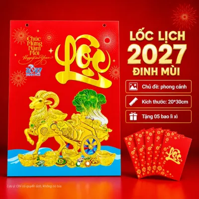 Lịch lốc 2027 phong cảnh kích thước 20*30cm dùng gắn các loại bìa lịch và thay thế lịch năm cũ
