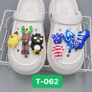 6 cái/bộ CROCS jibbitz quyến rũ Giày hoạt hình dễ thương 3D GẤU hung bạo Đội Trưởng Mỹ trang sức cá tính khóa giày cho CROCS