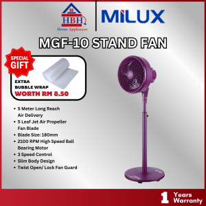(HOT MODEL) Milux Stand Fan MGF-10 | MSF-1601SE | 3 Speeds | 10 Inch | 16 Inch | 5 Meter Long Reach Air Delivery