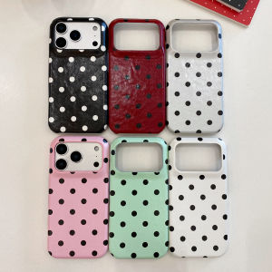 Shockproof Leather Polka Dot Matte Phone Case For iPhone 17 Pro Max Anti-scratch Slim Cute Frameless Protection Cover Funda