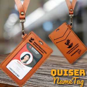 ID Card Holder Custom Nama & Logo Kulit Aslii Quiser Nametag