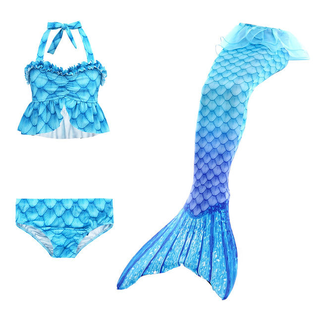 3pcs/set Kids Swimmable Mermaid Tail for Girls Swimming Bating Suit ...