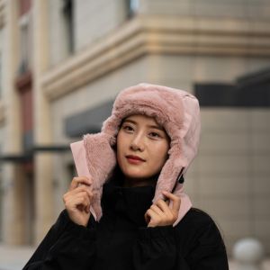 Womens Lei Feng padded winter riding cap thickened wool windproof electric car fleece cap