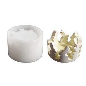 LEIFNYDI Cute Bunny Easter Rabbit Candle Holder Creative House Shape House Building Candle Holder Easy To Use Hollow Out House Candlestick Silicone Mold  Decoration