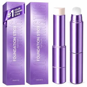 Facelove Foundation Stick with Brush Dewy Finish 2-in-1 Color Changing    Dual-ended foundation stick with hydrating buildable coverage and blending brush for natural-looking makeup (2 Pack)
