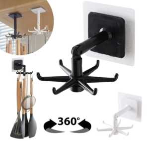 Hook gantungan 6 kait putar 360" serbaguna holder tempel gantungan putar dapur