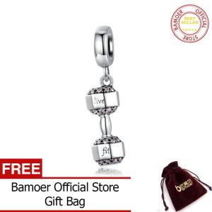 BAMOER Genuine 925 Sterling Silver Bumbell Sport Design Pendant Charm for Women Original 925 Snake Bracelet Necklace SCC1340
