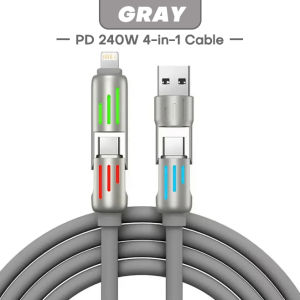 GIMIOU 240W 4 in 1 Cable PD Fast Charging USB Type C to Type C Rotating Elbow LED Data Cord Lightning Quick Charger for iPhone 16 15 14 MacBook Samsung Xiaomi Vivo Cellphone Laptop