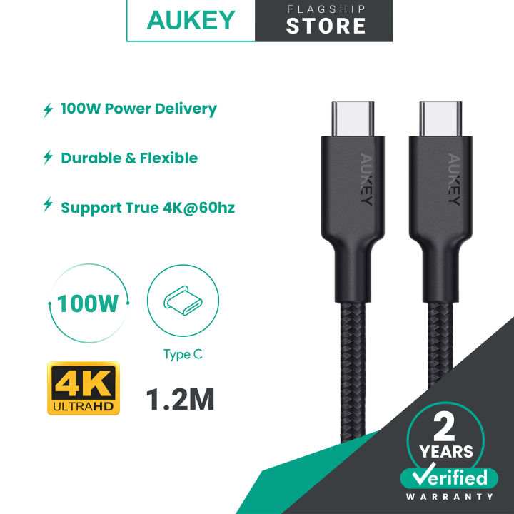 Aukey CB-CD21 Gen2 E Marker PD 100W USB 3.1 Type C To Type C Cable | Lazada