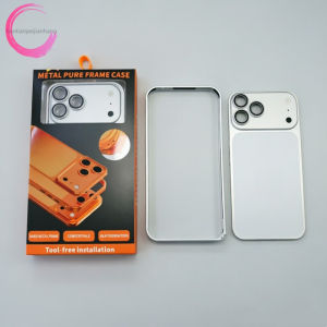 High Quality Matte Titanium Metal Shockproof Bezel Case for IPhone 17 16 15 14 13 12 Pro Max Plus to 17 pro max Metal back film frame mobile phone case
