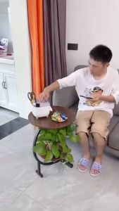 Nordic Double Layer Side Table Metal Bedside Sofa Coffee Tea Table Multipurpose Corner Table for Living Room Bedroom Space Saving